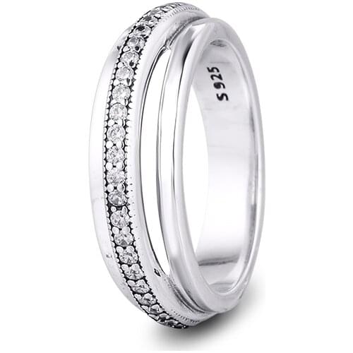 CKK Ring Triple Band Pave Rings Women Anel Feminino 100% 925 Jewelry Sterling Silver Anillos Mujer Wedding Engagement