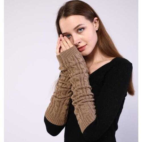 Cable Knitted Fashion Arm Warmers Long Fingerless Gloves Knit Wrist Warmers with Thumb Hole for Women Girls