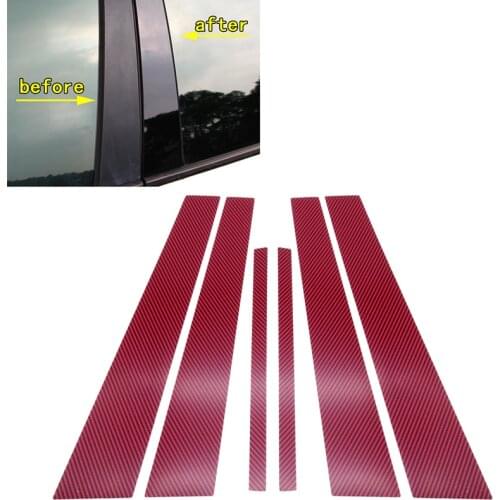 For BMW 1 Series Hatchback/Sedan 2007-2021 Car Mirror Window Pillars Posts 6 Pcs Sticker B-pillars Trim Carbon Fiber Pattern