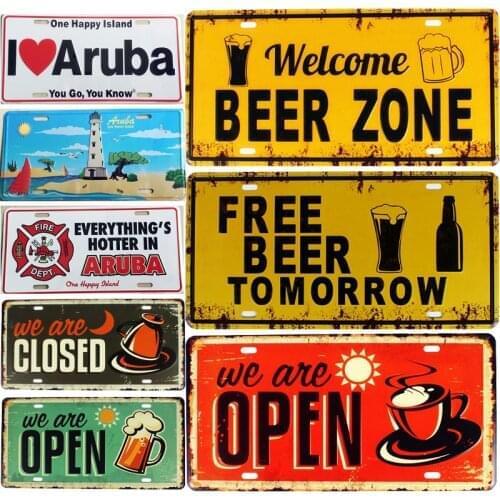 Welcome beer shop retro metal tin sign bar garage cafe decoration wall painting art poster iron billboard metal plate plaque
