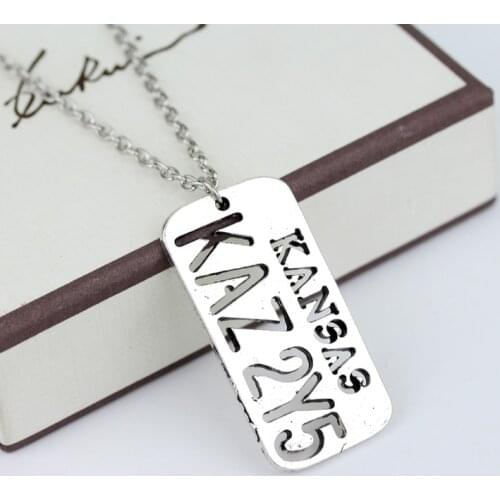 Dongsheng Supernatural Car Number Plate KANSAS KAZ 2Y5 Hollow Pendant Dean Winchester Necklace For Lover Wings Angel Jewelry -30