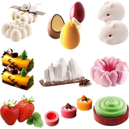 GODWJ Cake Decorating Mold 3D Silicone Molds Baking dish Tools For Heart Round Cakes Chocolate Brownie Mousse Make Dessert Pan