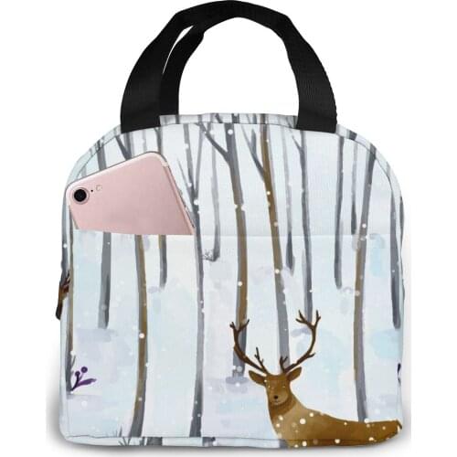 Deer Forest Cooler Lunch Box Portable Insulated Lunch Bag Thermal Food Picnic Lunch Bags