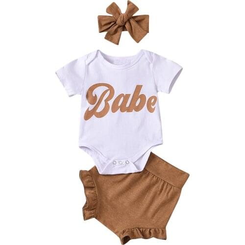 Summer Kawaii Baby girl clothes Outfits Sets Newborn Infant Baby Girls Letter Print Clothes Romper Pants Hairband Outfits Set