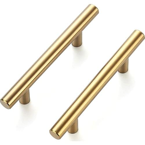 Brushed Brass Cabinet handle Stainless Steel Kitchen Drawer Door Knob Furniture Hardware Bar Pulls