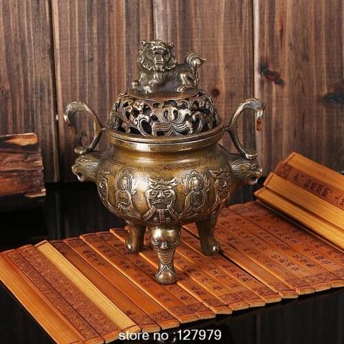 Copper incense burner, modelled after an antique, censer, Buddhist supplies, Classical incense burner, copper censer