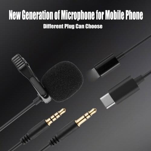 Mini Microphone for iPhone Type C 3.5mm Microfone for PC Phone Samsung Huawei Xiaomi Lavalier Clip-on Recording Microfono