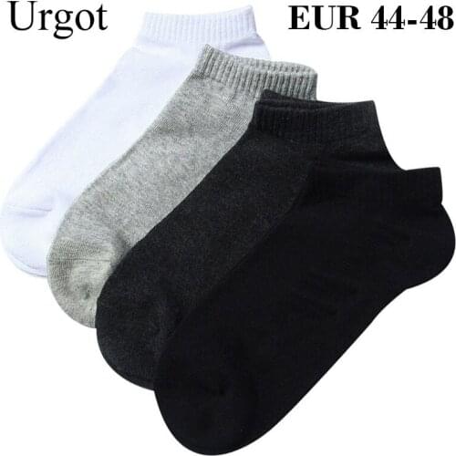 Urgot 5 Pairs Large Big Plus Size 46,47,48 Mens Socks Business Casual Ankle Socks All-match Pure Color Cotton Calcetines Hombre