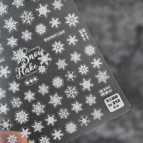 2021 New Craft 5D Engraved Christmas Stickers For Nails Winter Snowflake Adhesive Decals New Year Nail Art Decoration Slider
