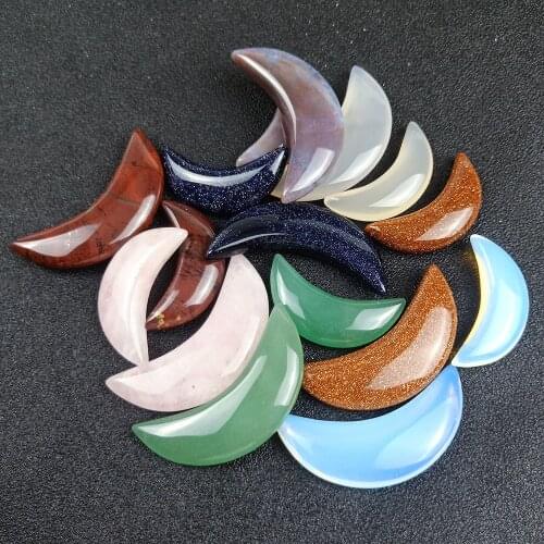 Natural Stone Crescent Moon Worry Stone Healing Therapy Chakra Balancing Reiki Energy Meditation Home Decoration