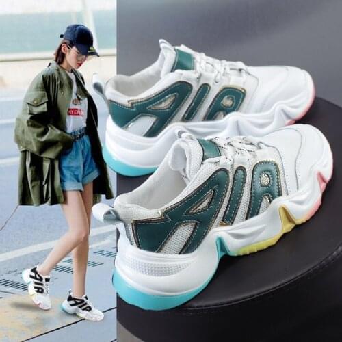 New Womens Casual Fashion All-match Lace-up Large Wavy Platform Bottom White Shoes