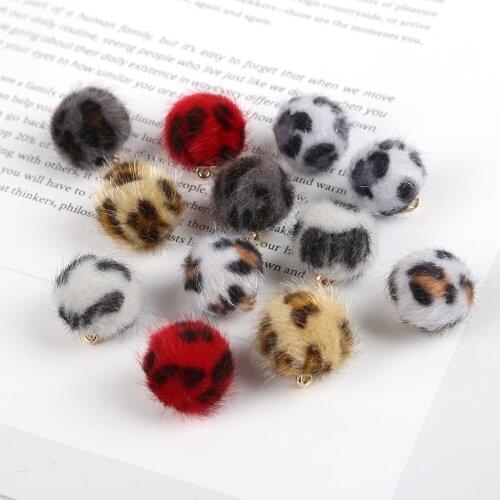 New!!! 15mm Leopard Print Button Fur Covered Beads Color Cloth Ball Sewing Accessories For Garment Diy Decoration