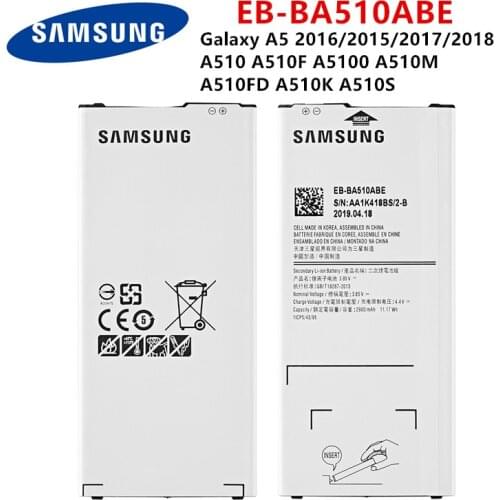 SAMSUNG Orginal EB-BA510ABE 2900mAh Battery For Samsung Galaxy A5 2016/2015/2017/2018 A510 A510F A5100 A510M A510FD A510K A510S