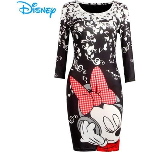 Disney Minnie Mickey Mouse Dress Women Lady Girls Summer Sexy Bodycon Bandage O-Neck Party Club Mini Pencil Dress Vestidos Femme
