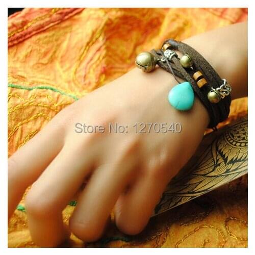 Women ethnic bracelet braided,new thailand stones bracelet,fashion chinese jewelry charm original vintage leather bracelet