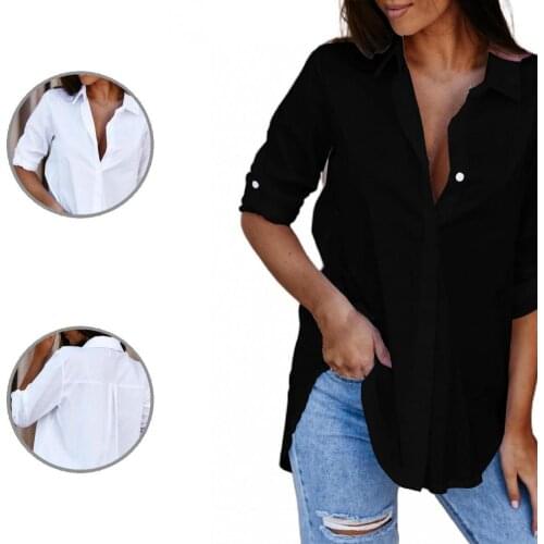 Top Popular Long Sleeve All Match Blouse Women Office Lady Shirt Loose for Daily Wear