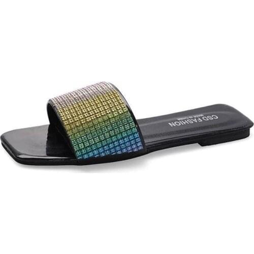 Plus Size 42 Jelly Slippers Women Summer Sandals Bling Crystal Sequin Casual Sandals Female Flat Beach Slides Zapatos Mujer