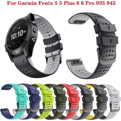 For Garmin Fenix 6 Straps, 22mm Width Breathable Soft Silicone Watch Bands for Garmin Fenix 6/Fenix 5/Fenix 5 Plus Approach S60