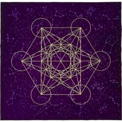 Tarot Card Tablecloth Metatrone Cub Crystal Grid Astrology Divination Altar Velvet Cloth Board Game Tarot Card Mat