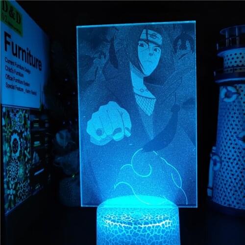Naruto Uchiha Itachi LED Night Light Kids Bedroom Nightlight Acrylic Shippuden Lamp Anime Color Change 3d Lamp Child Xmas Gift