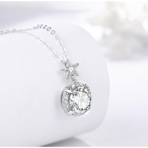 Szjinao Diamond Necklace Pendant Women Sterling Silver 925 Pendants Flower Engrave Weding Engagement Party Gemstone Fine Jewelry