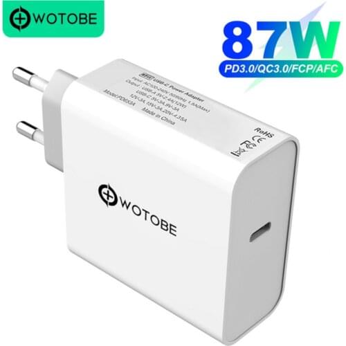 USB-C PD87W Power Adapter,1Port PD87W/65W Wall Charger For USB-C Laptops MacBook iPad Pro,1 port USB A 2.4A for Samsung iPhone