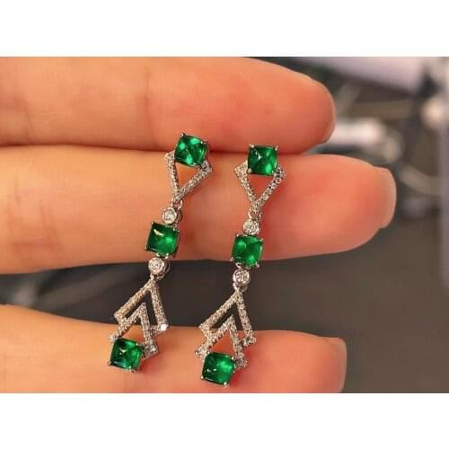 H701 Jewelry 18K Gold Colombia Origin Green Emerald 2.12ct Gemstones Diamonds Female Drop Earrings for Women Fine Earrings