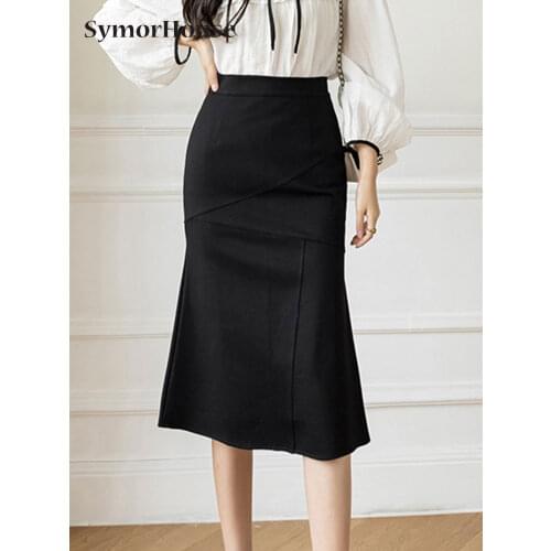2021 Autumn New Women Skirts Plus Size High Waist Black Red Beige Office OL Skirt Fashion Package Hip Mermaid Skirts Womens