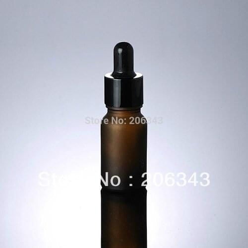 10ml brown frosted bottle with black collar black bulb ,glass dropper ,for cosmeticl packaging