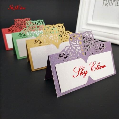 10pcs/lot Hearts shape Laser Cut Wedding Party Table Name Place Cards Wedding Party Decoration Table Decoration 8zSH871