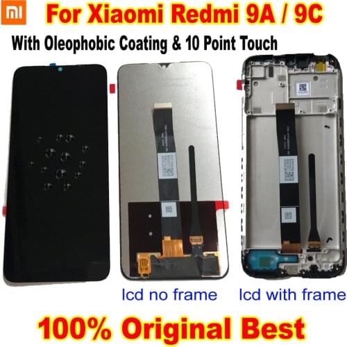 6.53" Original For Xiaomi Redmi 9A LCD Display 10 Point Touch Panel Screen Digitizer Assembly Sensor with Frame Best Pantalla