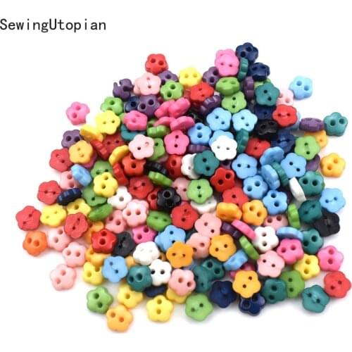 100PCS 6mm 2 Hole Flower Resin Sewing Button for Clothes Scrapbooking Decorative Needlework Botone Handicraft Diy Accessories