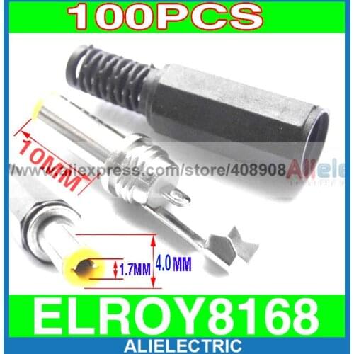 100pcs DIY 4mm x 1.7mm DC Power Plug Connector Cables