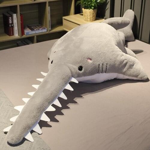 180cm Long Real Life Saw Sharks Plush Toy Extra Soft Lifelike Sea life Halberd Shark Stuffed Toys Gifts For Kids