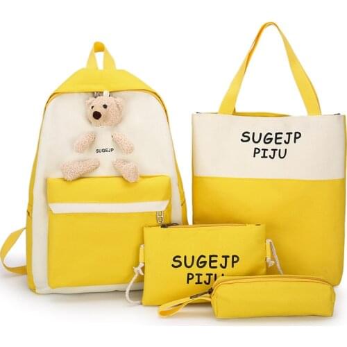 4 set School Bags for Teenage Girls Kids Children Student Backpack Travel Teen Shoulder Bag Child Schoolbag New Women backpack