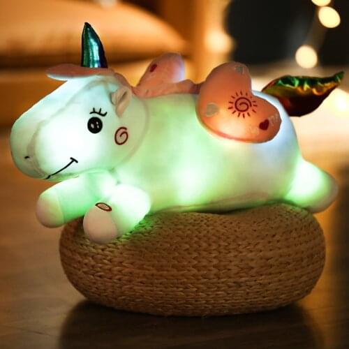 50cm Plush Luminous Unicorn Pillow Stuffed Animals Dolls Growing Led Unicorn Horse Light Up Plush Toys for Girl Gift