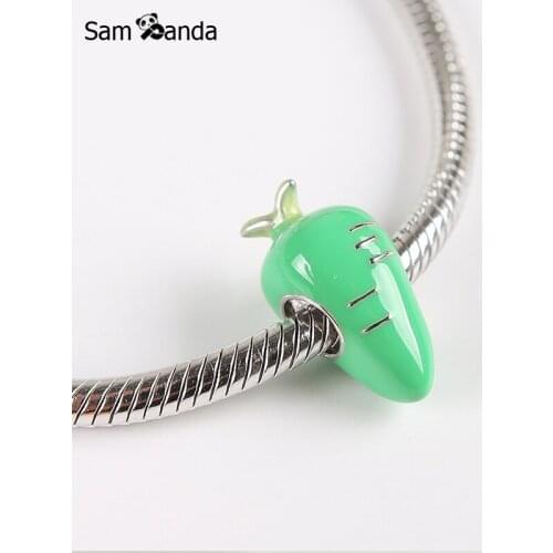 Authentic 100% 925 Sterling Silver Cute Carrot Bead Charm Beads Fit Pandora Bracelets For Women DIY Gift Jewelry