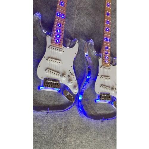 Free delivery / Maple neck acrylic blue LED light high end Guitar / customizable LED light color China Electric Guitar