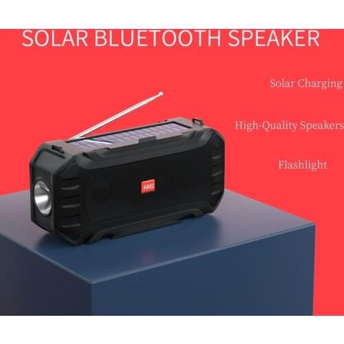 Solar Charging Bluetooth Speaker Portable Wireless Speakers Bass Subwoofer FM Radio TF Card USB Column Music Box with Flashlight