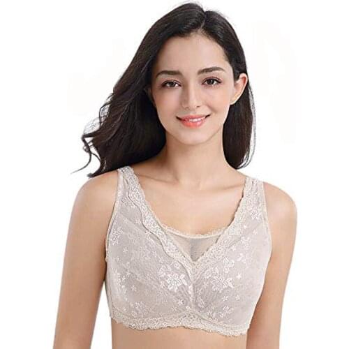 Pocket Bra Mastectomy Bra for Silicone Breast Forms Full Lace Coverage Comfort Support Bra Ajusen