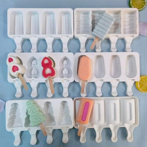 Homemade Food Grade Silicone Ice Cream Mold Popsicle Mold Freezer Ice Cream Stick Mold Manufacturer with Popsicle Stick