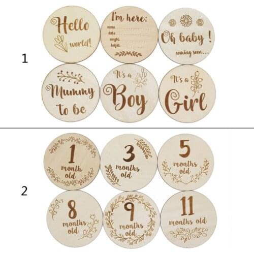 6 Pcs/set Newborn Wooden Month Milestone Cards Handmade Monthly Memorial Commemorative Photography Photo Newborn Shower