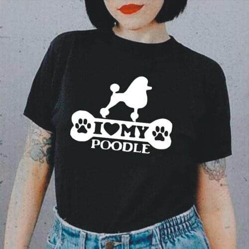 Summer Cotton Harajuku Shirt Funny Poodle Bone Dog Animal Print Woman Tshirts Short Sleeve Casual Tee Shirt Femme Camiseta Mujer