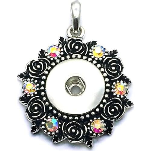 Hot Sale 129 Rhinestone 18mm Snap Button Necklace Pendant Necklace Interchangeable Charm jewelry For Women gift