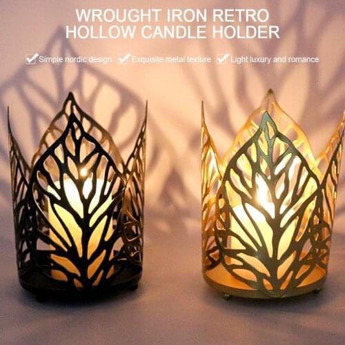 HOT Iron Geometric Candle Holders Nordic Style Wrought Rack Home Decoration Metal Crafts Desktop Xmas Home Decoration Craft