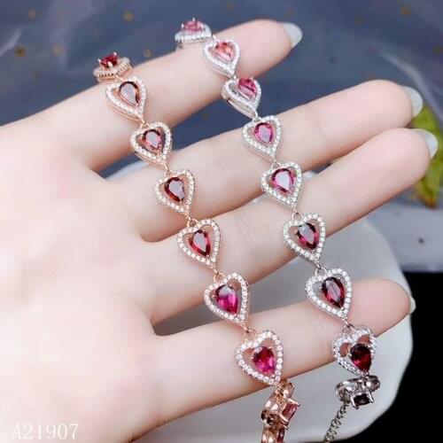 KJJEAXCMY Fine Jewelry 925 sterling silver inlaid natural tourmaline gemstone bracelet support detection new