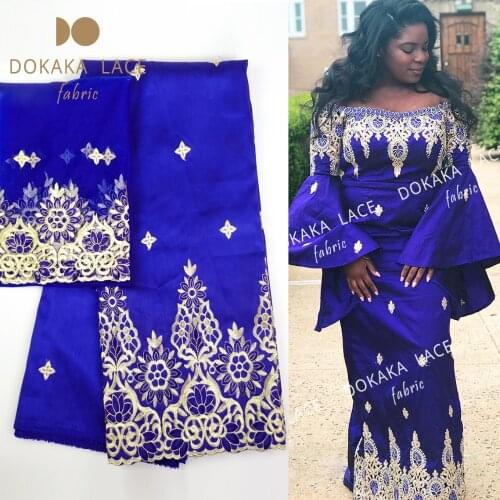 Royal Blue George Lace Fabric With Net Lace African Nigerian Embroidered Guipure Cotton George Material Indian Women Dress Laces
