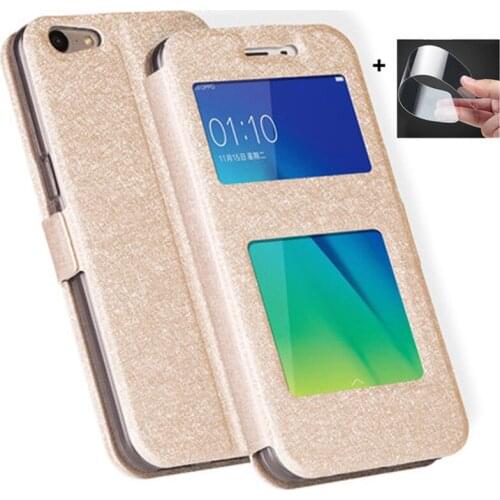 Open window leather case For OPPO A39 phone cases For OPPO A57 flip case A39M A39T cover A57M A57T A57S back shell bumper coque