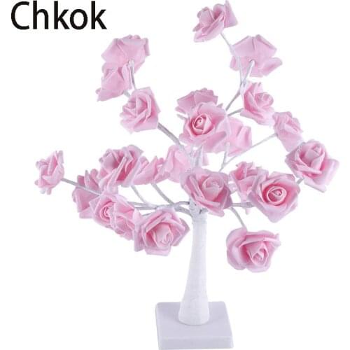 LED Rose Bonsai Tree Light Battery Powered Night Light Christmas Light Easter Display Tree Light Mini INDOOR Decorative Light