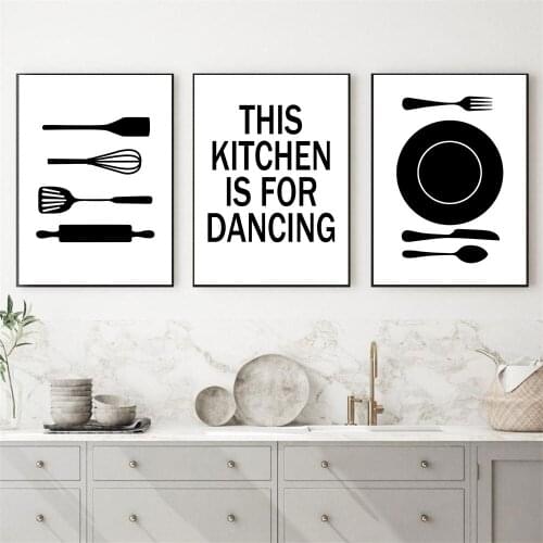 Cooking With Love Kitchen Poster Spoon Fork Knife Wall Art Print Quotes Canvas Painting Nordic Pictures Dining Room Home Decor